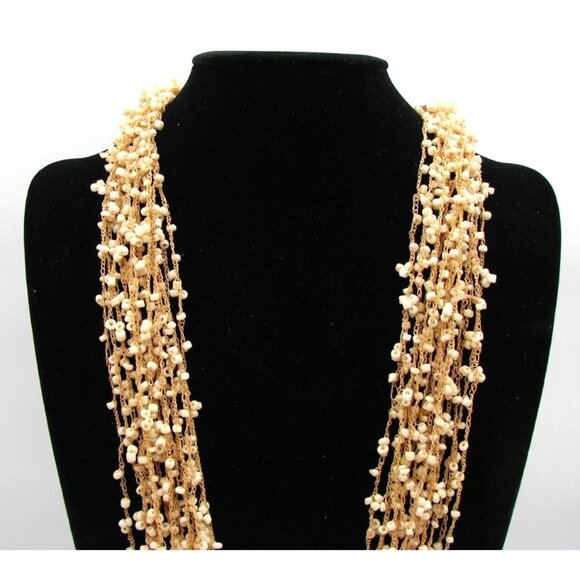 Boho Style Seed Bead Multi Strand Small Chain Necklace Fashion Beach Summer Vtg - Picture 3 of 10